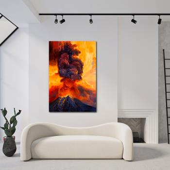御畫房 火山爆發 國家一級畫師手繪油畫60×90cm
