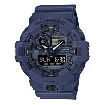 【CASIO 卡西歐】G-SHOCK 雙顯男錶 迷彩 樹脂錶帶 LED 藍 防水200米 GA-700CA(GA-700CA-2A)