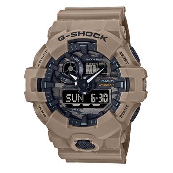 【CASIO 卡西歐】G-SHOCK 雙顯男錶 迷彩 樹脂錶帶 LED 藍 防水200米 GA-700CA(GA-700CA-5A)