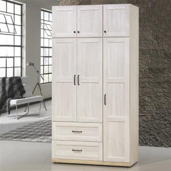 MUNA 泰倫斯4X8尺白橡木色二抽衣櫥(含被櫥頭)