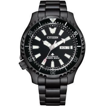 CITIZEN 星辰 PROMASTER 鋼鐵河豚EX Plus潛水機械錶/黑/44mm/NY0135-80E