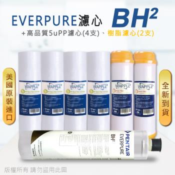 【Everpure】美國原廠平行輸入 BH2 濾心+高品質前置5uPP濾心+樹脂濾心(7支組)