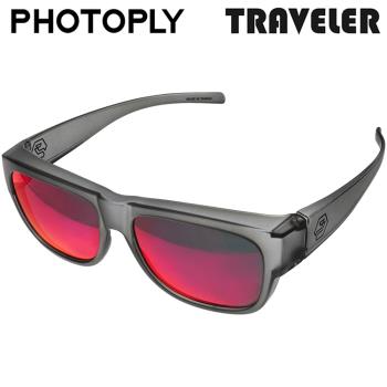 台灣製PHOTOPLY紫紅SBR電鍍TRAVELER套式太陽眼鏡TR2-00I6(適同時載老花/近視眼鏡;抗100%紫外線.85%藍光.70%紅外線)