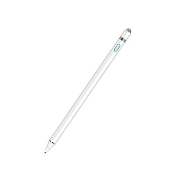 【TP-C102純淨白】雙頭兩用款主動式電容式觸控筆(附筆套及充電線)