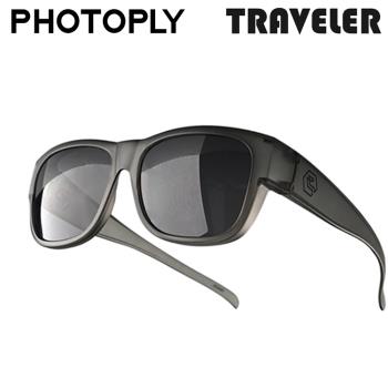 台灣製PHOTOPLY色偏少TRAVELER抗紅外線套式太陽眼鏡TR2-99I9(適同時載老花/近視眼鏡;奈米防水防爆鏡片;抗100%紫外線)套鏡墨鏡