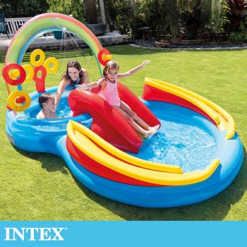 INTEX 彩虹橋噴水戲水游泳池/小滑水道297x193x25cm(175L)適用2歲+ (57453NP)