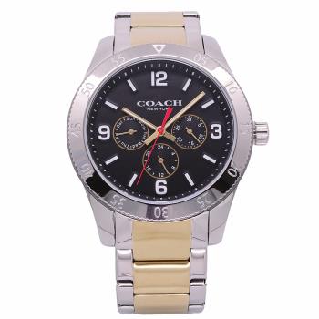 COACH 美國頂尖精品簡約時尚三眼個性腕錶-銀+金-14602578