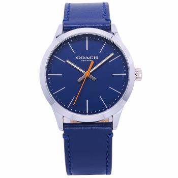 COACH 美國頂尖精品簡約時尚造型皮革腕錶-藍-14602394