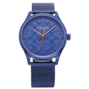 COACH 美國頂尖精品簡約時尚米蘭造型腕錶-藍-14602576