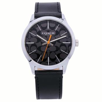 COACH 美國頂尖精品簡約時尚造型皮革腕錶-黑-14602393