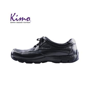 Kimo德國品牌健康鞋-經典素色全牛皮綁帶男士氣墊休閒鞋 男鞋 (黑63A0400725392)