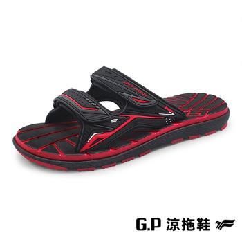 G.P(男女共用款)中性休閒舒適雙帶拖鞋 -紅黑(另有黑橘、寶藍)