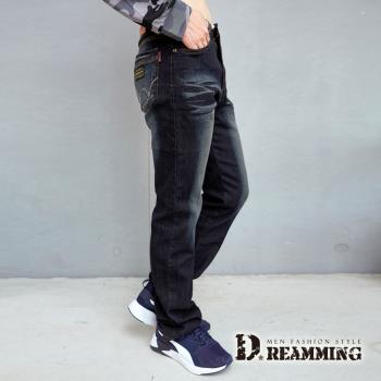 【Dreamming】輕薄刷色修身伸縮直筒牛仔長褲 涼感(黑色)