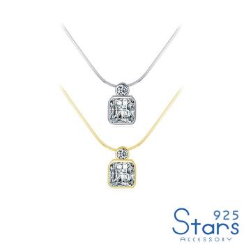 【925 STARS】純銀925璀璨幾何方晶鋯石時尚項鍊 純銀項鍊 造型項鍊 美鑽項鍊 情人節禮物 (2款任選)