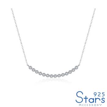 【925 STARS】純銀925微鑲美鑽微笑線條造型項鍊 純銀項鍊 造型項鍊 美鑽項鍊 情人節禮物