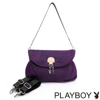 PLAYBOY - 斜背包可後背 尼龍系列 - 紫色