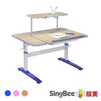 【SingBee 欣美】寬115cm SBD-504手搖升降L板桌+80上層板(書桌椅 兒童桌椅 兒童書桌椅 升降桌)