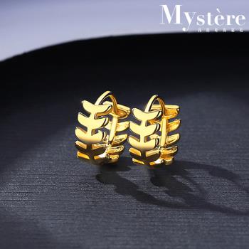 【my stere 我的時尚秘境】S925銀~韓系氣質樹葉造型圈圈耳環