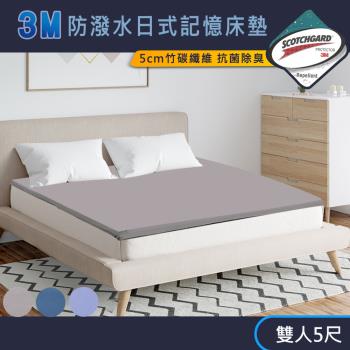 【寢室安居】3M防潑水日式記憶摺疊床墊-雙人5尺(多色任選)