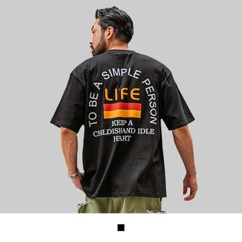【男人幫大尺碼】T1690台灣製造純棉LIFE印花圖案T恤