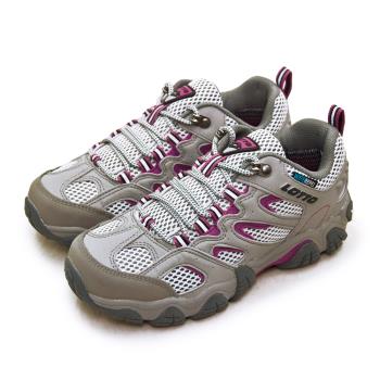 【LOTTO】女 專業多功能防水戶外踏青健行登山鞋 REX ULTRA系列(灰紫紅 3808)