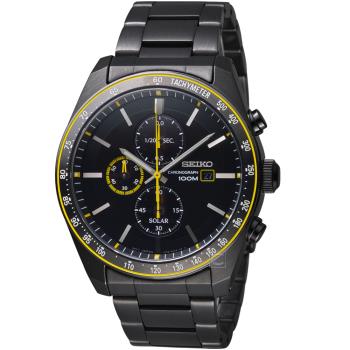 SEIKO精工 潮流時尚太陽能計時腕錶V176-0AZ0SD(SSC729P1)-黑黃