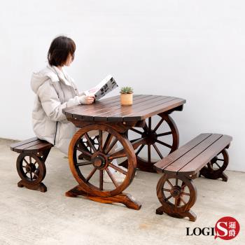 【LOGIS】舊時光防腐實木桌椅組 庭園桌椅 啤酒桌 戶外桌椅CC-10 