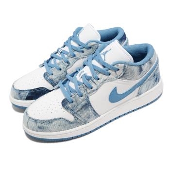 Nike Air Jordan 1 Low GS 大童 女鞋 藍 白 單寧 牛仔 AJ1 喬丹 DM8947-100 [ACS 跨運動]