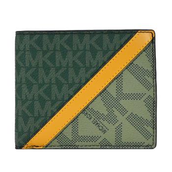 MICHAEL KORS COOPER滿版斜槓短夾-綠