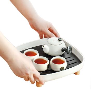 【PUSH!】品茗茶具 茶盤水果盤茶杯托盤茶臺杯子收納瀝水盤正方形T01