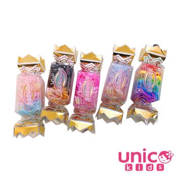 UNICO 兒童糖果漸層色加粗高彈力基本款橡皮筋髮圈-5盒