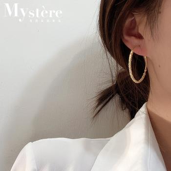 【my stere 我的時尚秘境】網紅明星必備~韓國時尚方塊金屬簡約圈圈耳環