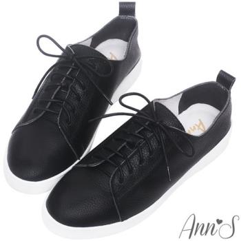 Ann’S第二代超軟真牛皮綁帶小白鞋-黑