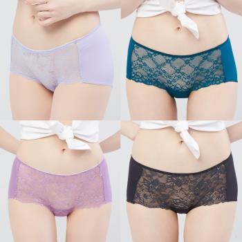 【Swear 思薇爾】 Panty小褲系列M-XL蕾絲中低腰平口女內褲(紫綠色)