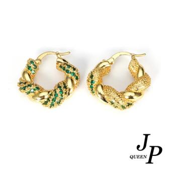           【Jpqueen】復古圈圈金色鋯石耳環(2款可選)                  