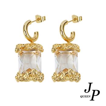 【Jpqueen】法式復古晶透氣質耳環(金色)                  
