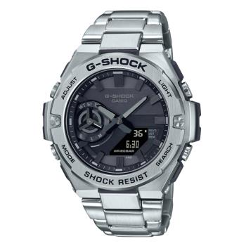 CASIO G-SHOCK 太陽能x藍牙連線 強悍碳纖維雙顯腕錶-灰 GST-B500D-1A1