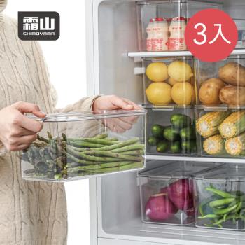 日本霜山 窄型廚房冰箱PET蔬果生鮮收納盒(附蓋)-3入