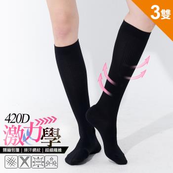 3雙組【GIAT】420D進階重塑仙腿中統襪/機能襪