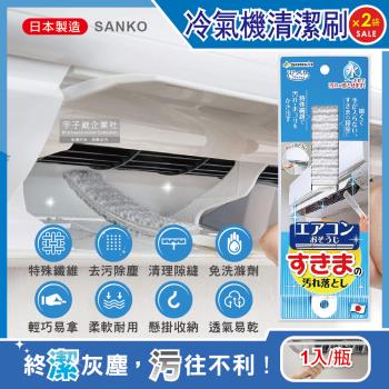 日本SANKO 冷氣機出風口濾網免洗劑去污除塵扁型不織布清潔刷1入x2袋(耐熱透氣快乾防霉有掛孔好收納)