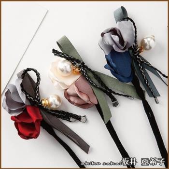 『坂井．亞希子』玫瑰花型珍珠鑲鑽丸子頭盤髮器