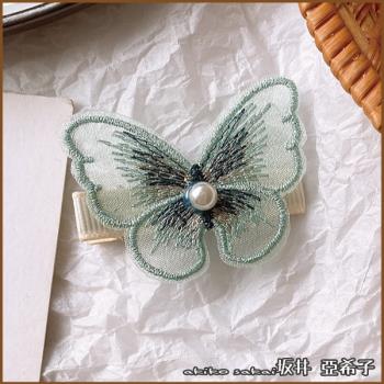 『坂井．亞希子』日本森林系手工刺繡蝴蝶造型髮夾