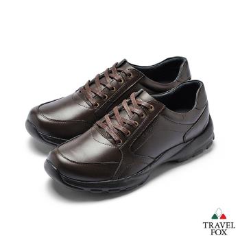 TRAVEL FOX(男) 舒適休閒紳士鞋帶款-深咖啡