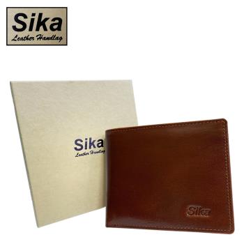 Sika 真皮100%義大利牛皮／男用皮夾／6卡片/雙層夾層 (深咖啡色-A8253-02)