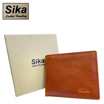 Sika 真皮100%義大利牛皮／男用皮夾／6卡片/雙層夾層 (淺咖啡色-A8253-01)