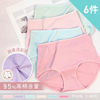 【PINK LADY】加大-親膚高棉 印花圖案棉柔舒適透氣中高腰內褲 9025(6件組)