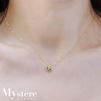 【my stere 我的時尚秘境】秘境輕奢款-日本復古簡約心形祖母綠項鍊