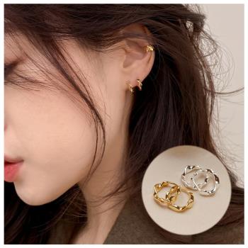 梨花HaNA 韓國925銀鍍真金版．高級感曲線簡單耳環
