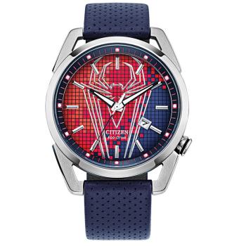 Citizen Eco-Drive 漫威英雄聯名款蜘蛛俠時尚流行腕錶-藍紅款-AW1680-03W