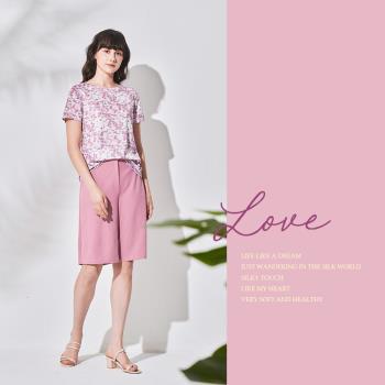 【岱妮蠶絲】高雅舒適側開衩蠶絲五分褲-玫瑰霧粉(TWP2CR02)
